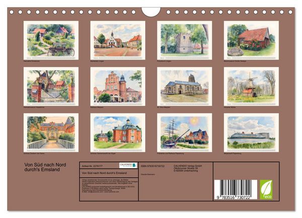Produktbild: Von S&uuml;d nach Nord durch's Emsland (Wandkalender 2026 DIN A4 quer), CALVENDO Monatskalender