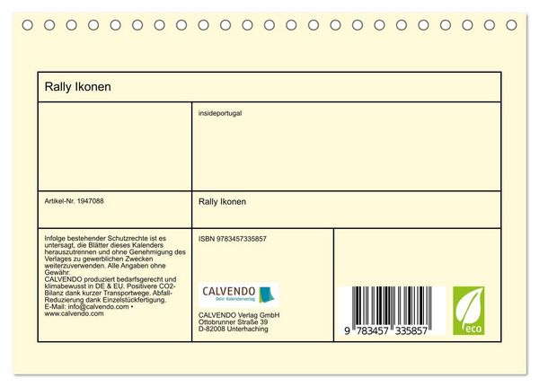 Produktbild: Rally Ikonen (Tischkalender 2026 DIN A5 quer), CALVENDO Monatskalender