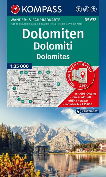 Produktbild: KOMPASS Wanderkarten-Set 672 Dolomiten, Dolomiti, Dolomites (4 Karten) 1:35.000