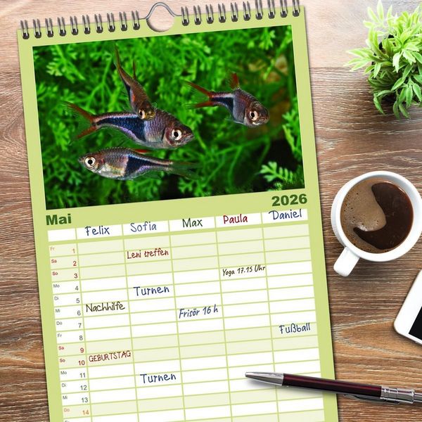 Produktbild: Familienplaner 2026 - Beliebte Fische der Welt mit 5 Spalten (Wandkalender, 21 x 45 cm) CALVENDO