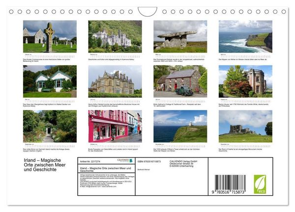 Produktbild: Irland &ndash; Magische Orte zwischen Meer und Geschichte (Wandkalender 2026 DIN A4 quer), CALVENDO Monatskalender