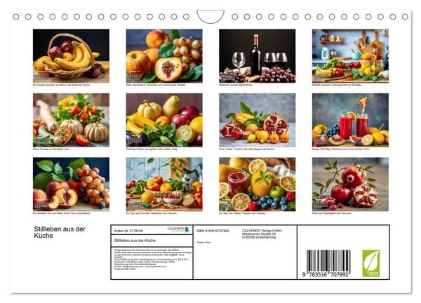 Produktbild: Stillleben aus der K&uuml;che (Wandkalender 2026 DIN A4 quer), CALVENDO Monatskalender