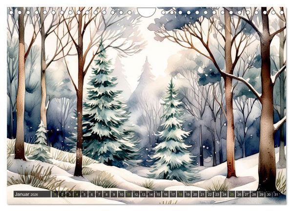 Produktbild: Die Natur in Aquarellbildern (Wandkalender 2026 DIN A4 quer), CALVENDO Monatskalender
