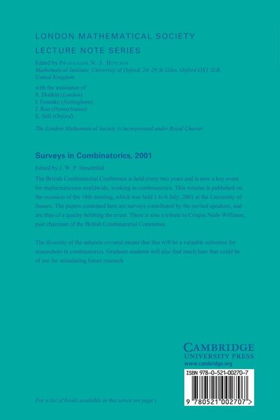Produktbild: Surveys in Combinatorics, 2001