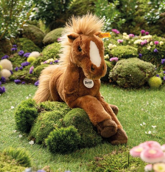 Produktbild: Steiff 070082 - Fenny Schlenker-Holsteiner, liegend, braun, Webpelz, 35 cm