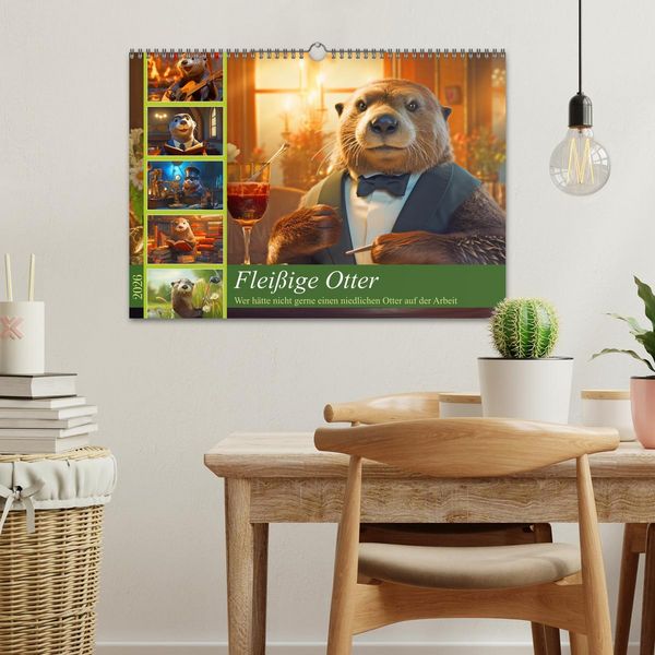 Produktbild: Flei&szlig;ige Otter - Wer h&auml;tte nicht gerne einen niedlichen Otter auf der Arbeit (Wandkalender 2026 DIN A3 quer), CALVENDO Monatskalender