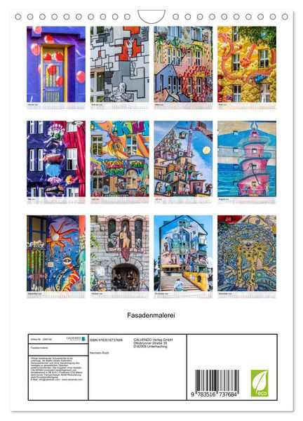 Produktbild: Fasadenmalerei (Wandkalender 2026 DIN A4 hoch), CALVENDO Monatskalender