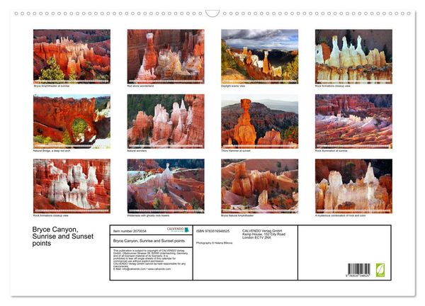 Produktbild: Bryce Canyon, Sunrise and Sunset points (Wall Calendar 2026 DIN A2 landscape), CALVENDO 12 Month Wall Calendar
