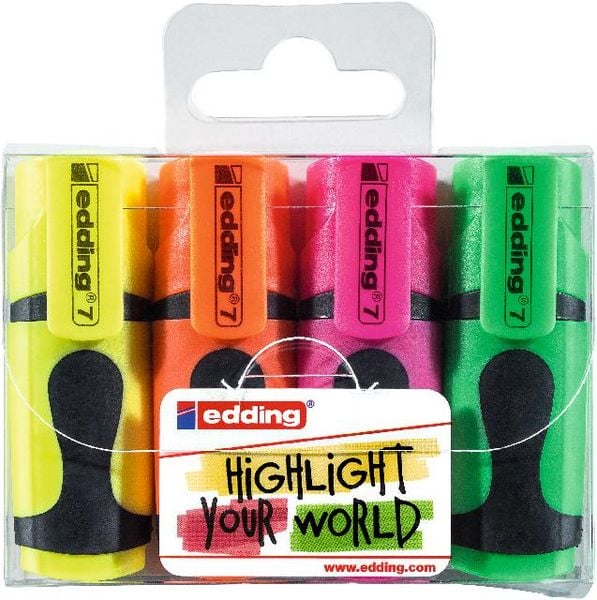 Produktbild: edding Textmarker mini highlighter, 1-3mm, 4er Set