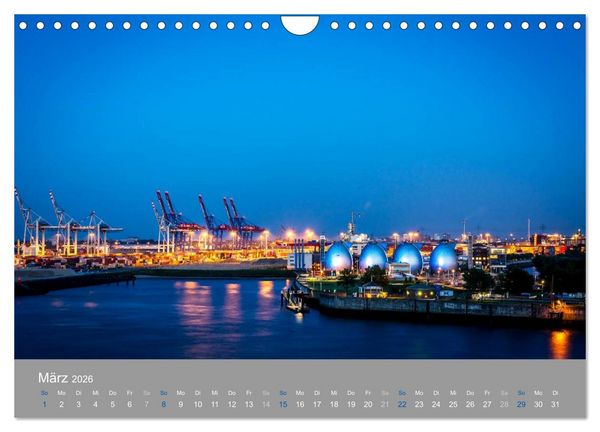 Produktbild: Hamburger Hafen - Im Zauber der Nacht (Wandkalender 2026 DIN A4 quer), CALVENDO Monatskalender