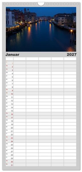 Produktbild: Familienplaner 2027 - Venedig bei Nacht mit 5 Spalten (Wandkalender, 21 x 45 cm) CALVENDO