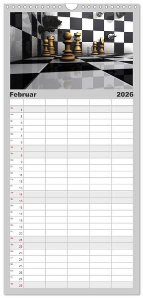 Produktbild: Familienplaner 2026 - SCHACH - Spiel der K&ouml;nige mit 5 Spalten (Wandkalender, 21 x 45 cm) CALVENDO