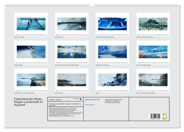 Produktbild: Faszinierende Weite. R&uuml;gen-Landschaft im Aquarell (Wandkalender 2026 DIN A2 quer), CALVENDO Monatskalender