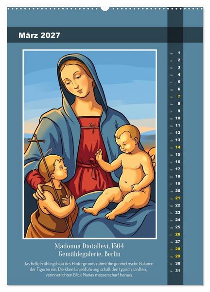 Produktbild: Raffael 2.0, Renaissance-Madonnen als Graphic Novel (hochwertiger Premium Wandkalender 2027 DIN A2 hoch), Kunstdruck in Hochglanz