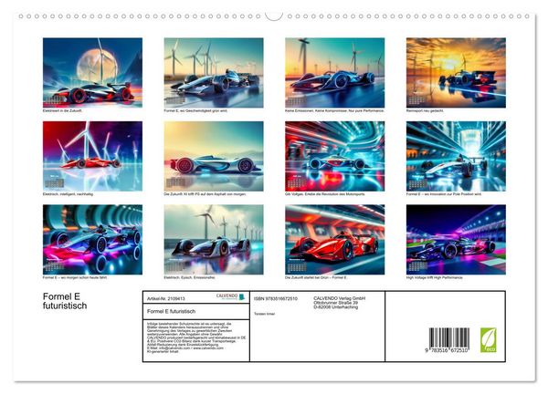 Produktbild: Formel E futuristisch (hochwertiger Premium Wandkalender 2026 DIN A2 quer), Kunstdruck in Hochglanz