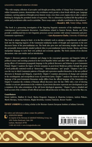 Produktbild: Legacies of Totalitarian Language in the Discourse Culture of the Post-Totalitarian Era