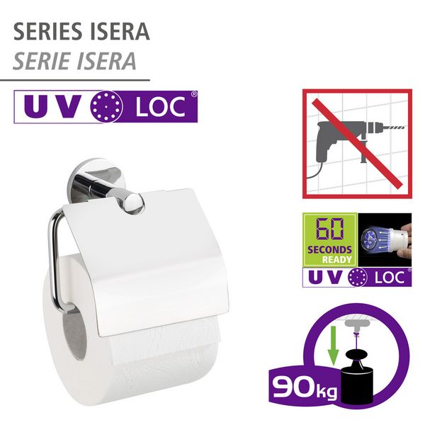 Produktbild: UV-Loc&reg; Toilettenpapierhalter mit Deckel Mod. Isera, Befestigen ohne Bohren