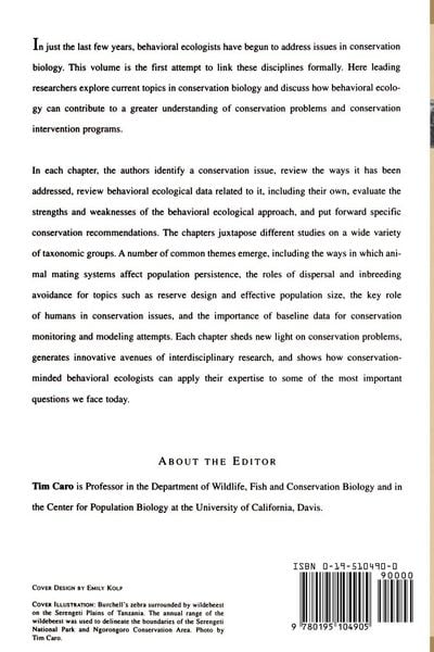 Produktbild: Behavioral Ecology and Conservation Biology