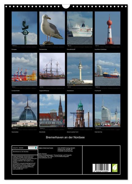 Produktbild: Bremerhaven an der Nordsee (Wandkalender 2026 DIN A3 hoch), CALVENDO Monatskalender