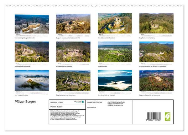 Produktbild: Pf&auml;lzer Burgen (hochwertiger Premium Wandkalender 2026 DIN A2 quer), Kunstdruck in Hochglanz