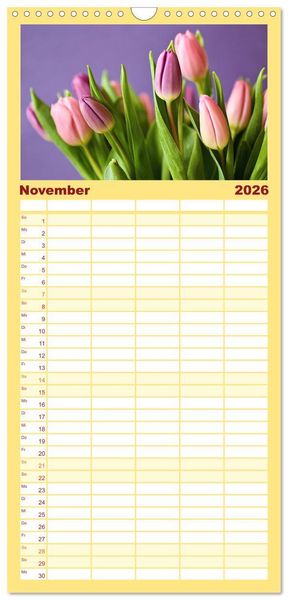 Produktbild: Familienplaner 2026 - Tulpentraum mit 5 Spalten (Wandkalender, 21 x 45 cm) CALVENDO