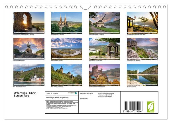Produktbild: Unterwegs - Rhein-Burgen-Weg (Wandkalender 2026 DIN A4 quer), CALVENDO Monatskalender