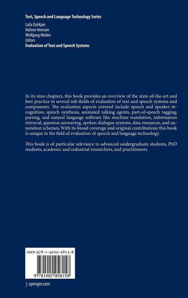 Produktbild: Evaluation of Text and Speech Systems