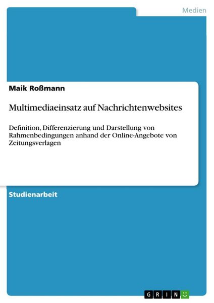Produktbild: Multimediaeinsatz auf Nachrichtenwebsites