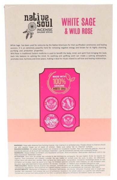 Produktbild: Green Tree Native Soul Smudge Incense "White Sage & Wild Rose" 15gr. (8 Sticks)