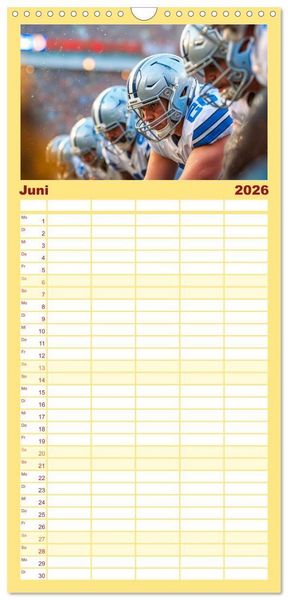 Produktbild: Familienplaner 2026 - American Football - Touchdown durchs Jahr mit 5 Spalten (Wandkalender, 21 x 45 cm) CALVENDO