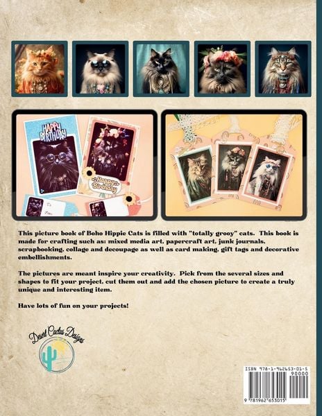 Produktbild: Scrap Paper Journeys - Boho Hippie Cat Collection Cut and Craft
