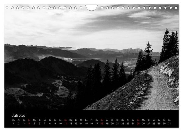 Produktbild: BERGE IN SCHWARZ WEISS (Wandkalender 2027 DIN A4 quer), CALVENDO Monatskalender