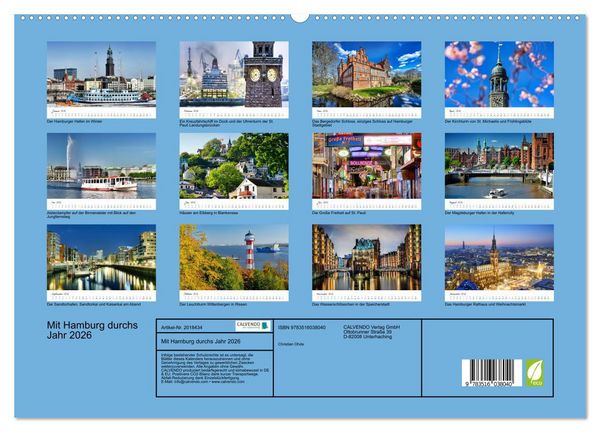 Produktbild: Mit Hamburg durchs Jahr 2026 (hochwertiger Premium Wandkalender 2026 DIN A2 quer), Kunstdruck in Hochglanz