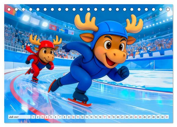 Produktbild: Tierischer Wintersport - Lustige Tiere im Schnee (Tischkalender 2027 DIN A5 quer), CALVENDO Monatskalender