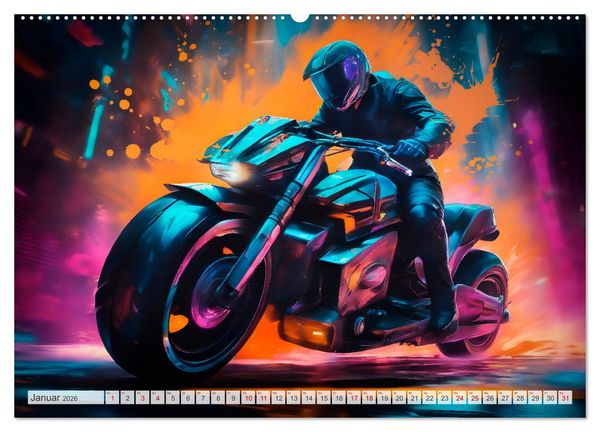 Produktbild: Coole KI-generierte MOTORR&Auml;DER (hochwertiger Premium Wandkalender 2026 DIN A2 quer), Kunstdruck in Hochglanz