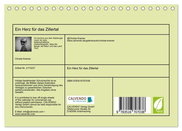 Produktbild: Ein Herz f&uuml;r das Zillertal (Tischkalender 2026 DIN A5 quer), CALVENDO Monatskalender