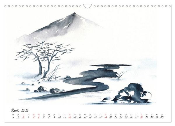 Produktbild: Asiatische Tuschmalerei (Wandkalender 2026 DIN A3 quer), CALVENDO Monatskalender