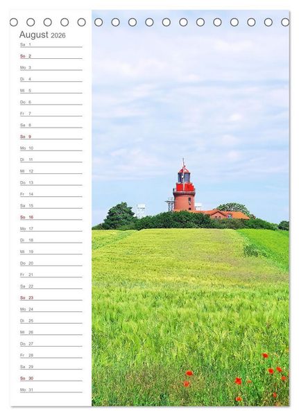 Produktbild: Leuchtender Geburtstagskalender - Leuchtt&uuml;rme an Ost-und Nordsee (Tischkalender 2026 DIN A5 hoch), CALVENDO Monatskalender