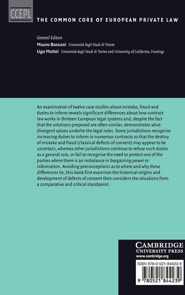 Produktbild: Mistake, Fraud and Duties to Inform in European Contract Law