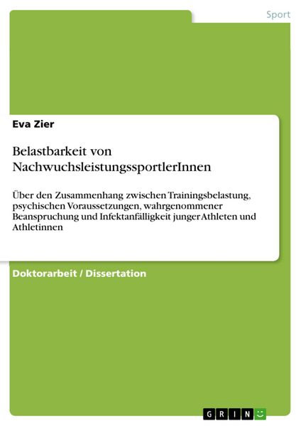 Produktbild: Belastbarkeit von NachwuchsleistungssportlerInnen