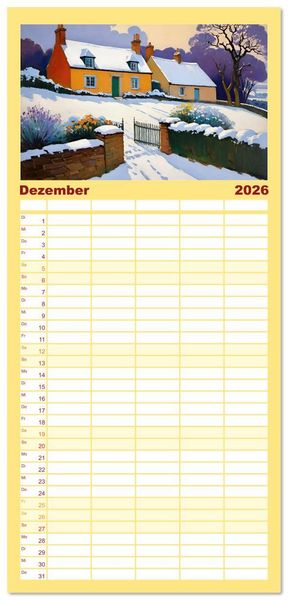 Produktbild: Familienplaner 2026 - Englische Cottages mit 5 Spalten (Wandkalender, 21 x 45 cm) CALVENDO