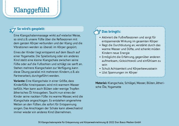 Produktbild: 30 Klangschalenspiele f&uuml;r Entspannung und K&ouml;rperwahrnehmung