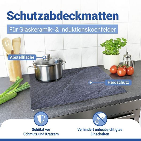Produktbild: Schutzabdeckmatte Mod. Schiefer 60 x 52 cm, hitzebest&auml;ndige Schutzmatte f&uuml;r Kochfelder