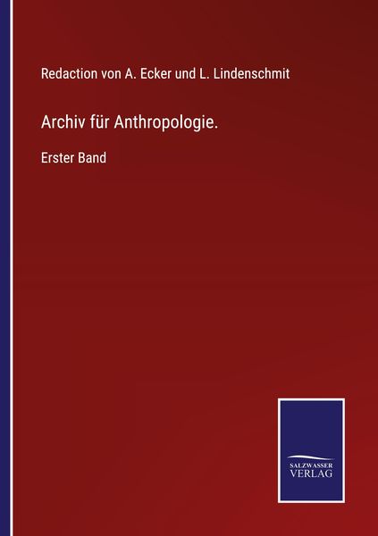 Produktbild: Archiv f&uuml;r Anthropologie.