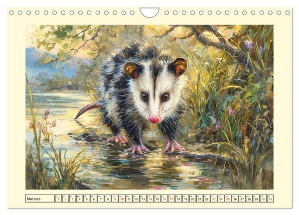 Produktbild: Opossums. Faszinierende Beutelratten in &Ouml;loptik (Wandkalender 2026 DIN A4 quer), CALVENDO Monatskalender