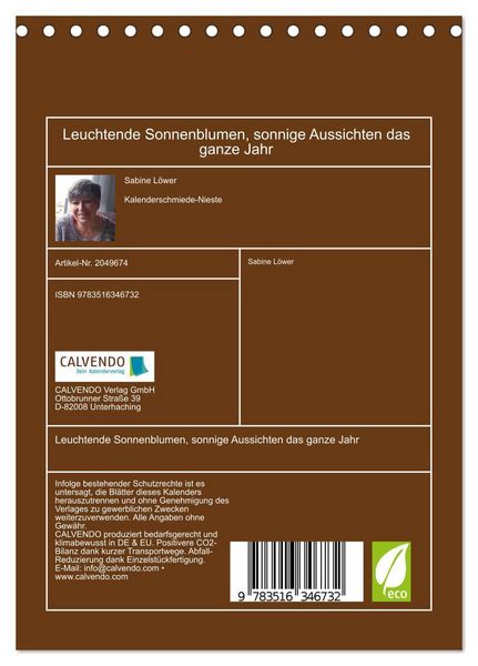 Produktbild: Leuchtende Sonnenblumen, sonnige Aussichten das ganze Jahr (Tischkalender 2026 DIN A5 hoch), CALVENDO Monatskalender