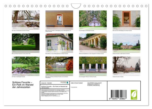Produktbild: Schloss Favorite &ndash; Ein Park im Wandel der Jahreszeiten (Wandkalender 2026 DIN A4 quer), CALVENDO Monatskalender