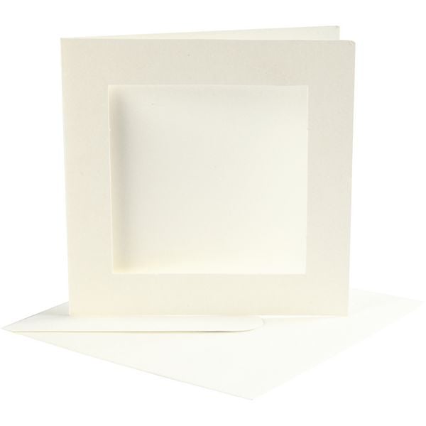 Produktbild: Creativ Company Passepartout-Karten mit Kuvert, Kartengr&ouml;&szlig;e , 12,5x12,5 cm, Umschlaggr&ouml;&szlig;e 13,5x13,5 cm, Naturwei&szlig;, 10er Set