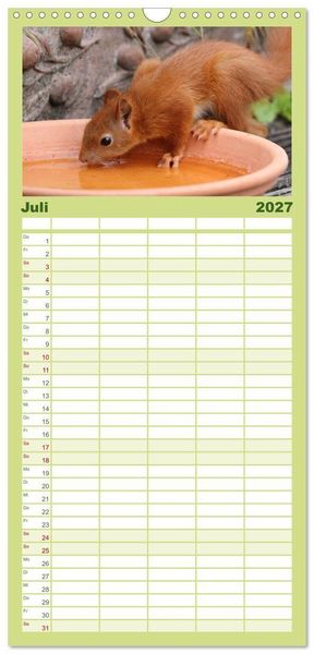 Produktbild: Familienplaner 2027 - Eichh&ouml;rnchen Kinder mit 5 Spalten (Wandkalender, 21 x 45 cm) CALVENDO