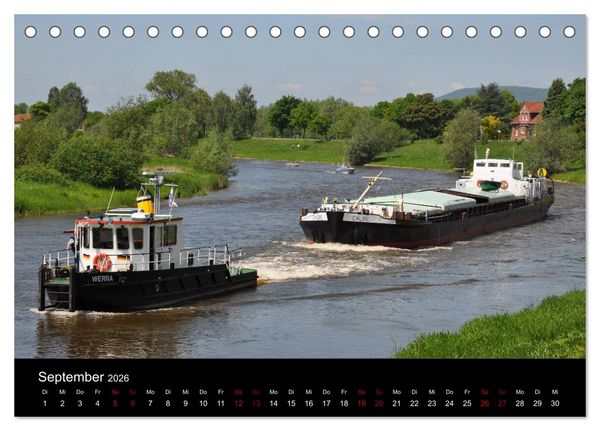Produktbild: Schiffe auf der Oberweser (Tischkalender 2026 DIN A5 quer), CALVENDO Monatskalender